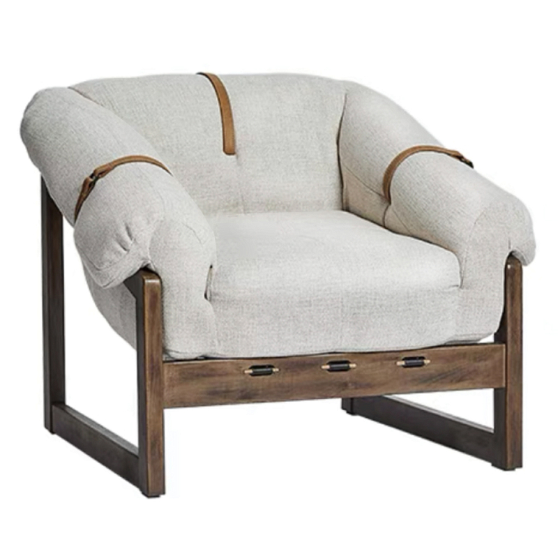Кресло Duncan Текстильная обивка Белый Коричневый в Санкт-петербурге | Loft Concept 