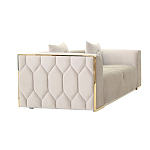 Диван двухместный  бежевый с золотым каркасом Bertrude варинант исполнения - 1 | Loft Concept в Санкт-петербурге