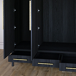 Большой Шкаф Primo Черный дуб с 3 дверьми и 3 выдвижными ящиками варинант исполнения - 7 | Loft Concept в Санкт-петербурге