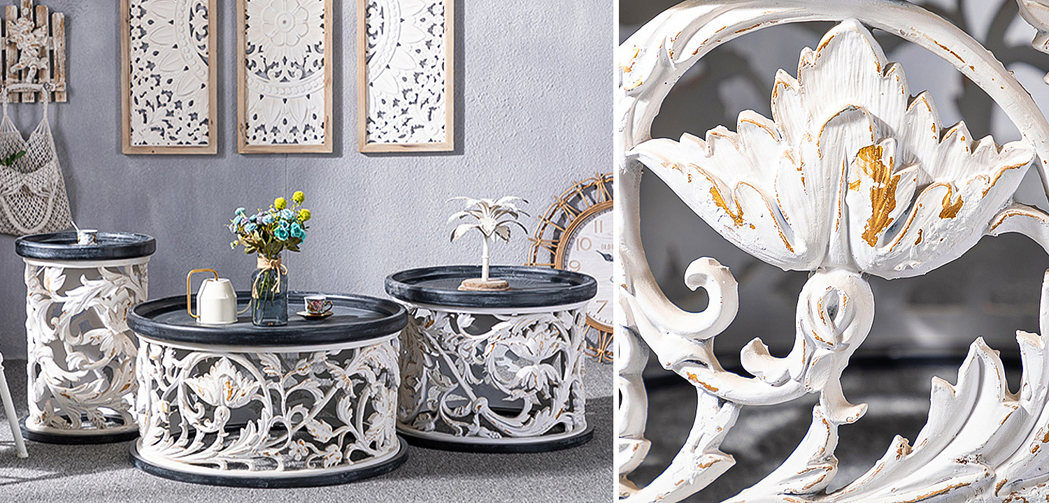 Кофейный стол Fleurette Provence Black White Side Table 63 - Loft-Concept в Санкт-петербурге