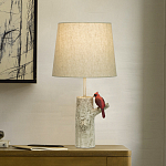 Настольная лампа с тканевым абажуром и основанием в виде птицы на дереве Simurq варинант исполнения - 2 | Loft Concept в Санкт-петербурге