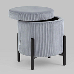 Серо-голубой пуф на черных ножках SANJAY варинант исполнения - 2 | Loft Concept в Санкт-петербурге