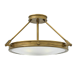 Потолочный светильник цвета латунь с плоским круглым плафоном Hinkley варинант исполнения - 1 | Loft Concept в Санкт-петербурге