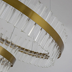 Люстра подвесная двухъярусная с золотистымыми кольцами и прозрачными стеклянными элементами Ring Horizontal варинант исполнения - 4 | Loft Concept в Санкт-петербурге