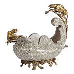 Чаша для фруктов из фарфора бронзовыми фигурками леопардов Eden Garden варинант исполнения - 1 | Loft Concept в Санкт-петербурге