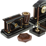 Настольный письменный набор с часами из природного камня обсидиана Peace Contract варинант исполнения - 3 | Loft Concept в Санкт-петербурге