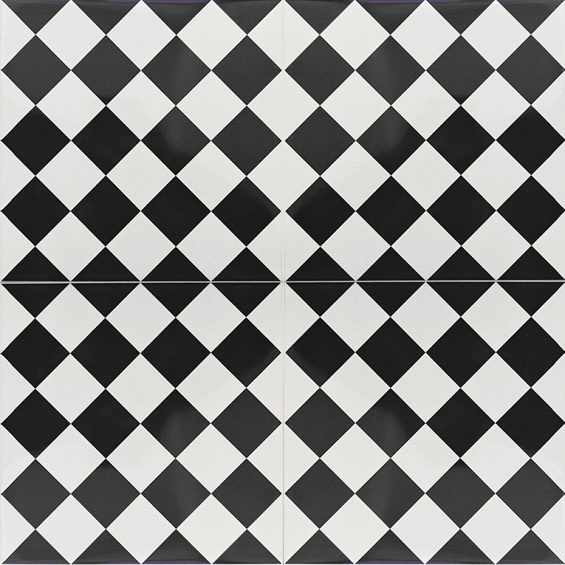 Дизайнерская плитка с узором Шахматка Белый Черный Синий в Санкт-петербурге | Loft Concept 