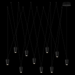 Подвесной светильник черными плафонами на длинных пересекающихся тросах Construction варинант исполнения - 8 | Loft Concept в Санкт-петербурге