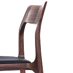 Стул деревянный с мягким сиденьем из черной натуральной кожи Moon Walnut Furniture варинант исполнения - 8 | Loft Concept в Санкт-петербурге