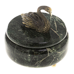 Шкатулка из натурального камня змеевик с фигуркой лебедя Stone Casket варинант исполнения - 2 | Loft Concept в Санкт-петербурге