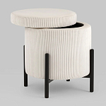 Молочный пуф на черных ножках SANJAY варинант исполнения - 2 | Loft Concept в Санкт-петербурге