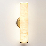 Бра с цилиндрическим плафоном из белого алебастра на круглом основании Латунь Cryptocrystalline Stone варинант исполнения - 1 | Loft Concept в Санкт-петербурге