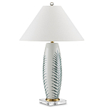 Настольная лампа овальная с тропическим принтом Stylized Aalm Leaves Motif варинант исполнения - 5 | Loft Concept в Санкт-петербурге