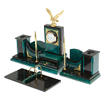 Настольный письменный набор из змеевика тёмно-зелёного цвета с декором в виде орла Successful Leader варинант исполнения - 2 | Loft Concept в Санкт-петербурге