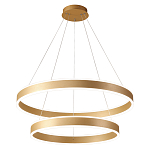 Люстра подвесная светодиодная с двумя золотистыми кольцами Диаметр 80 см Ring Horizontal варинант исполнения - 1 | Loft Concept в Санкт-петербурге