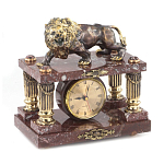 Часы настольные из креноида и бронзы с декором в виде льва Lion Stone Clock варинант исполнения - 2 | Loft Concept в Санкт-петербурге