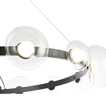 Люстра подвесная круглая с 12-ю прозрачными куполообразными плафонами и черным металлическим основанием Flos Wireline Lighting варинант исполнения - 5 | Loft Concept в Санкт-петербурге