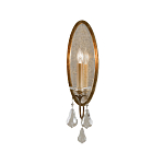 Бра с овальным зеркальным основанием с лампой в виде свечи и хрустальными подвесками Feiss варинант исполнения - 1 | Loft Concept в Санкт-петербурге