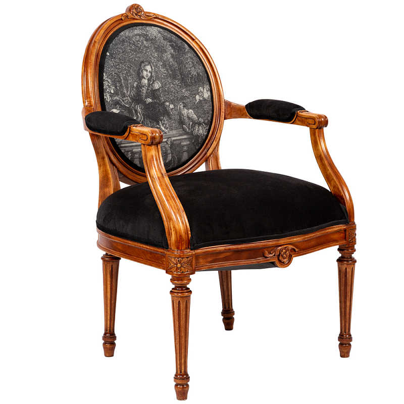 Кресло Marimon Armchair Left Черно-белый Коричневый в Санкт-петербурге | Loft Concept 