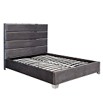 Кровать двуспальная серая с высоким мягким изголовьем Heart of the Bedroom варинант исполнения - 1 | Loft Concept в Санкт-петербурге