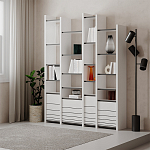 Стеллаж прямой ассиметричный с полками и 4-мя дверцами ARYA BOOKCASE WHITE варинант исполнения - 5 | Loft Concept в Санкт-петербурге