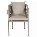 Стул серо-бежевый с декоративным плетением на спинке и подлокотниках Chair Weave варинант исполнения - 1 | Loft Concept в Санкт-петербурге