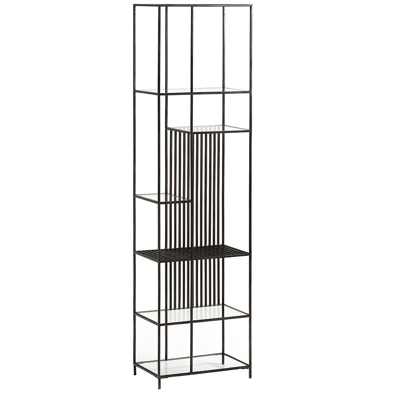 Стеллаж из металла и стекла Menzie Black Stripes Metal Rack Черный Прозрачное Стекло в Санкт-петербурге | Loft Concept 