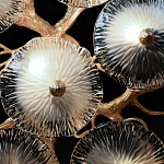 Потолочная люстра круглая ветвистыми бронзовыми элементами и стеклянными рифлеными дисками Textured Glass Chandelier варинант исполнения - 6 | Loft Concept в Санкт-петербурге