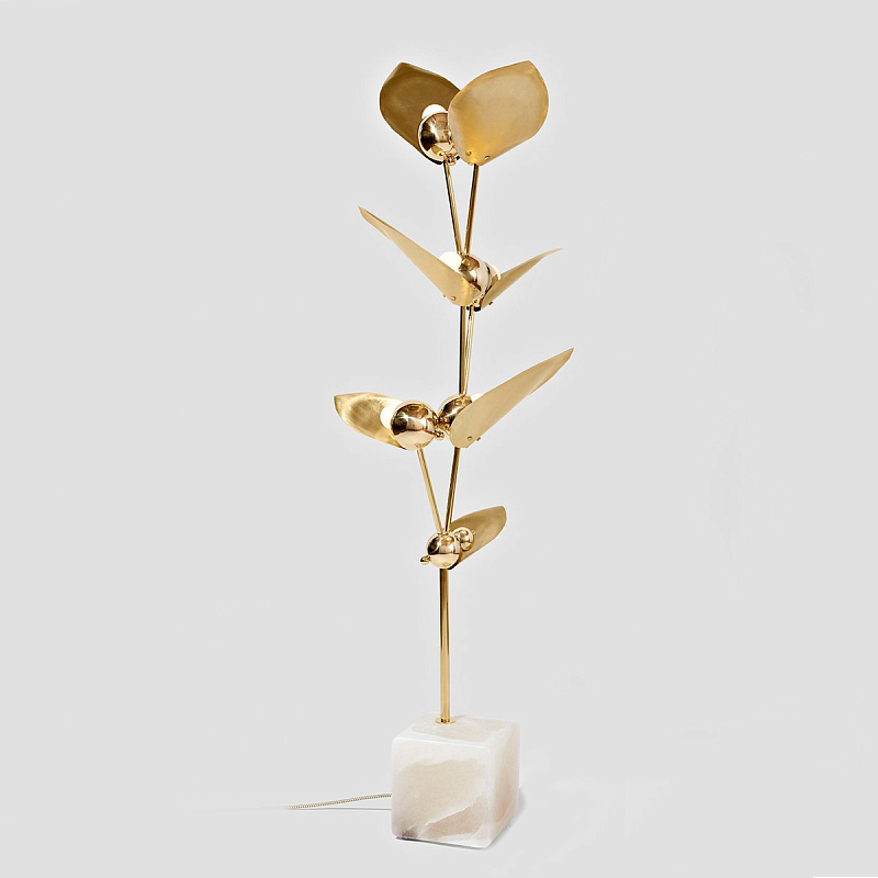 Торшер LAVRA Floor Lamp Gold Латунь Молочный в Санкт-петербурге | Loft Concept 