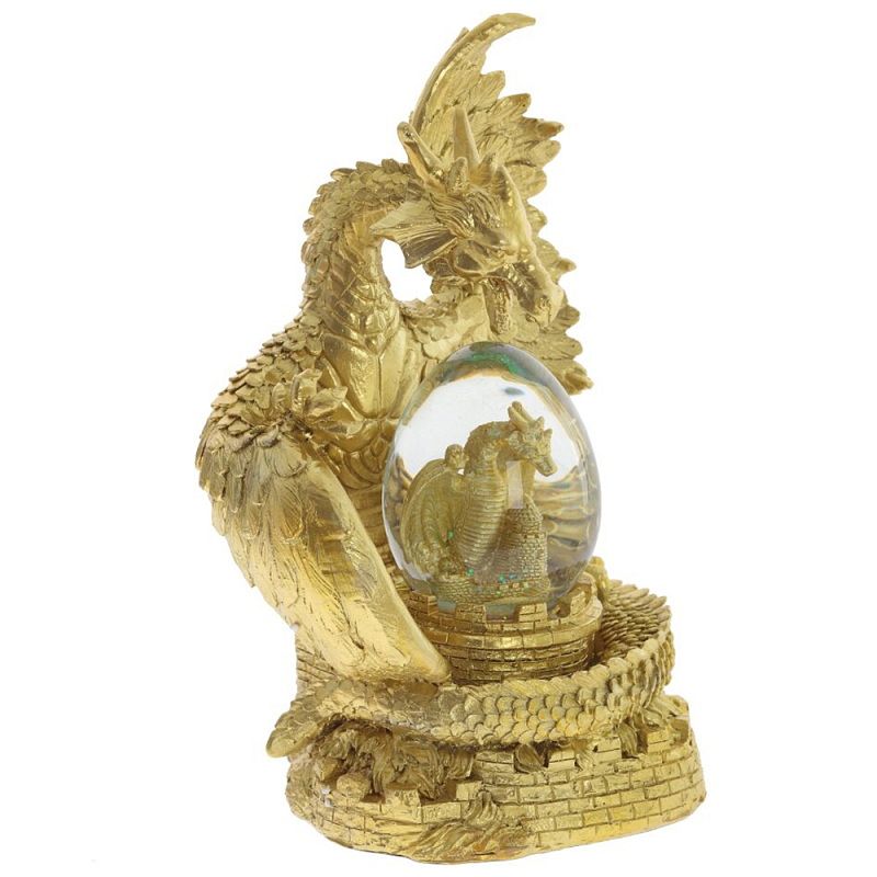 Декоративная статуэтка Дракон Dragon Guarding a Glass Egg Gold Золотой Прозрачное Стекло в Санкт-петербурге | Loft Concept 