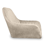 Барный стул со спинкой и подлокотниками на 4-х коричневых деревянных ножках Бежевый Велюр Ava Charm варинант исполнения - 2 | Loft Concept в Санкт-петербурге