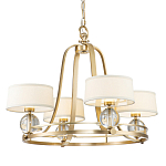 Люстра цвета латунь с 4-мя тканевыми абажурами и стеклянными шарами Quoizel варинант исполнения - 1 | Loft Concept в Санкт-петербурге