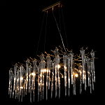 Люстра подвесная прямоугольная с бронзовыми акцентами и прозрачными стеклянными каплями Droplet Chandelier варинант исполнения - 4 | Loft Concept в Санкт-петербурге