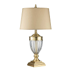 Настольная лампа со тканевым абажуром и прозрачным ребристым стеклянным основанием Quoizel варинант исполнения - 5 | Loft Concept в Санкт-петербурге