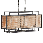 Люстра прямоугольной формы с чёрным каркасом и вставкой из плетеного материала Cage for Light варинант исполнения - 4 | Loft Concept в Санкт-петербурге