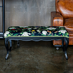 Банкетка из натурального бука черная с изображением птиц и цветов Blooming Birds варинант исполнения - 2 | Loft Concept в Санкт-петербурге