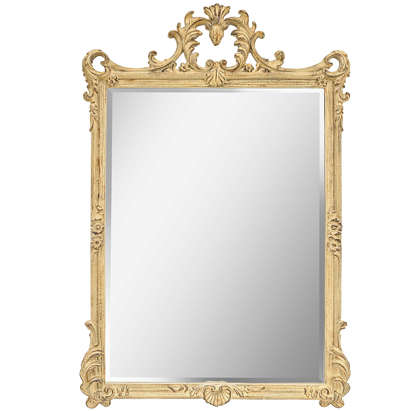 Зеркало настенное в раме бежевого цвета с эффектом старины Classic Ornament Mirror Бежевый Зеркало в Санкт-петербурге | Loft Concept 