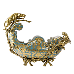 Чаша голубого цвета с оранментом и и бронзовыми фигурами леопардов Eden Garden варинант исполнения - 1 | Loft Concept в Санкт-петербурге