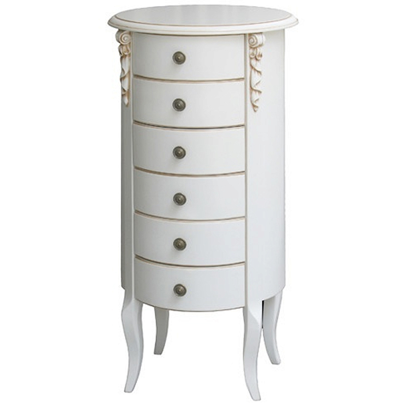 Круглый небольшой комод в стиле прованс с 6-ю ящиками Montmartre Provence Chest of Drawers ivory ( слоновая кость ) в Санкт-петербурге | Loft Concept 