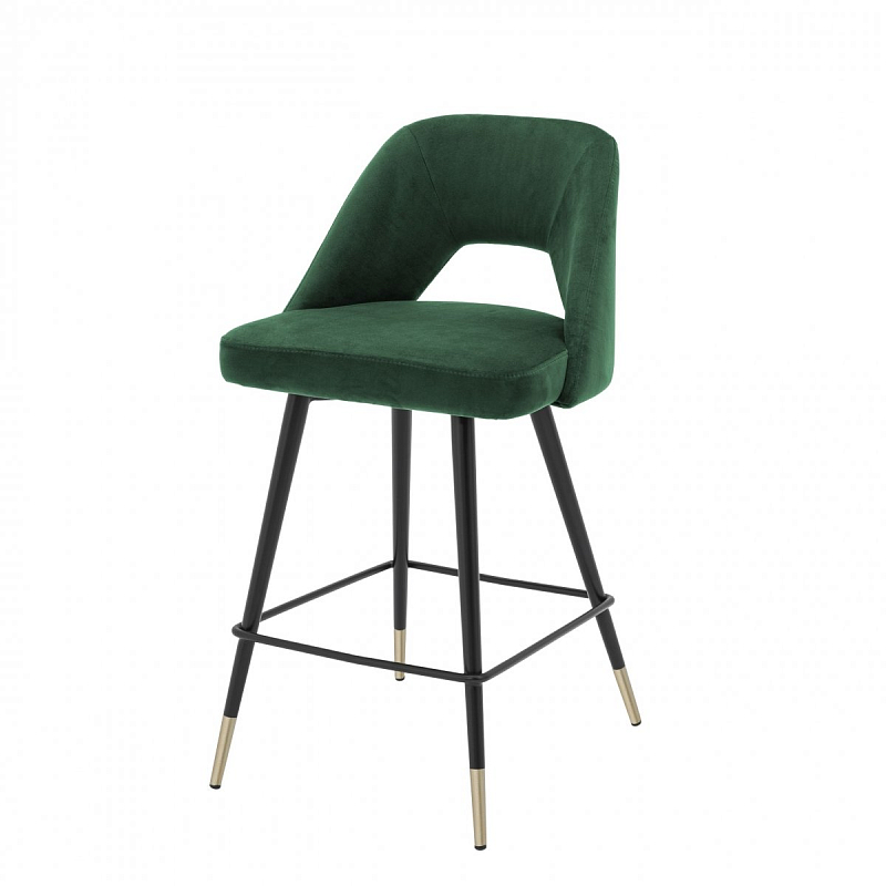 Полубарный стул Eichholtz Counter Bar Stool Avorio Green Зеленый Черный Латунь в Санкт-петербурге | Loft Concept 