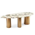 Обеденный стол с асимметричной столешницей на 3-х массивных золотых ножках Commonwealth Table варинант исполнения - 1 | Loft Concept в Санкт-петербурге