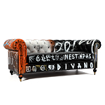 Диван Честерфильд граффити graffiti Orange Sofa натуральная кожа варинант исполнения - 1 | Loft Concept в Санкт-петербурге