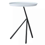 Столик приставной с круглой серой столешницей и черным основанием Round Stable Table варинант исполнения - 1 | Loft Concept в Санкт-петербурге