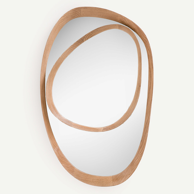 Ассиметричное зеркало в дубовой раме Infinity Symbol Светлый дуб в Санкт-петербурге | Loft Concept 