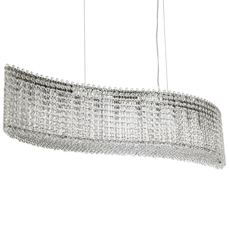 Линейная люстра изогнутой формы с хрустальными подвесками Crystal Art Chrome Linear Chandelier Прозрачный Хром в Санкт-петербурге | Loft Concept 