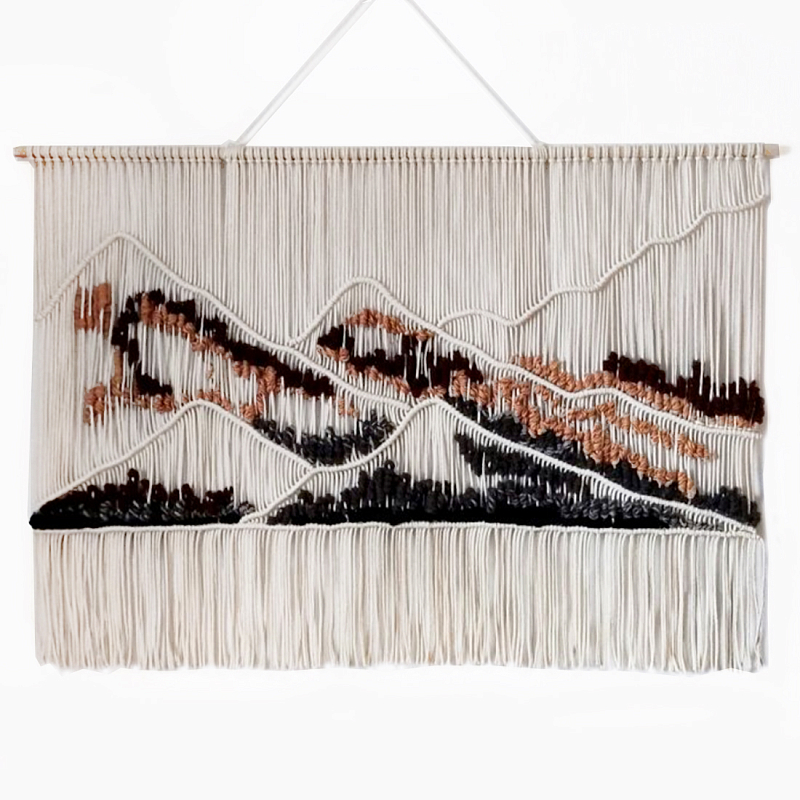 Гобелен ручная работа Wabi-Sabi II  Черный Терракотовый ivory ( слоновая кость ) в Санкт-петербурге | Loft Concept 