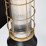 Настенный фонарь цилиндрической формы с рифленым стеклом в золотом каркасе на черном прямоугольном основании Eurofase варинант исполнения - 3 | Loft Concept в Санкт-петербурге