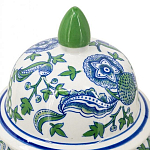 Ваза с крышкой и зелено-голубым рисунком на белом фоне 51 см Blue & White Ornament варинант исполнения - 3 | Loft Concept в Санкт-петербурге