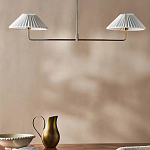 Люстра линейная с 2-мя белыми плиссированными тканевыми абажурами Combination варинант исполнения - 2 | Loft Concept в Санкт-петербурге