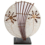 Настольная лампа из перламутра и дерева на подставке Indonesian Shell Flower варинант исполнения - 1 | Loft Concept в Санкт-петербурге